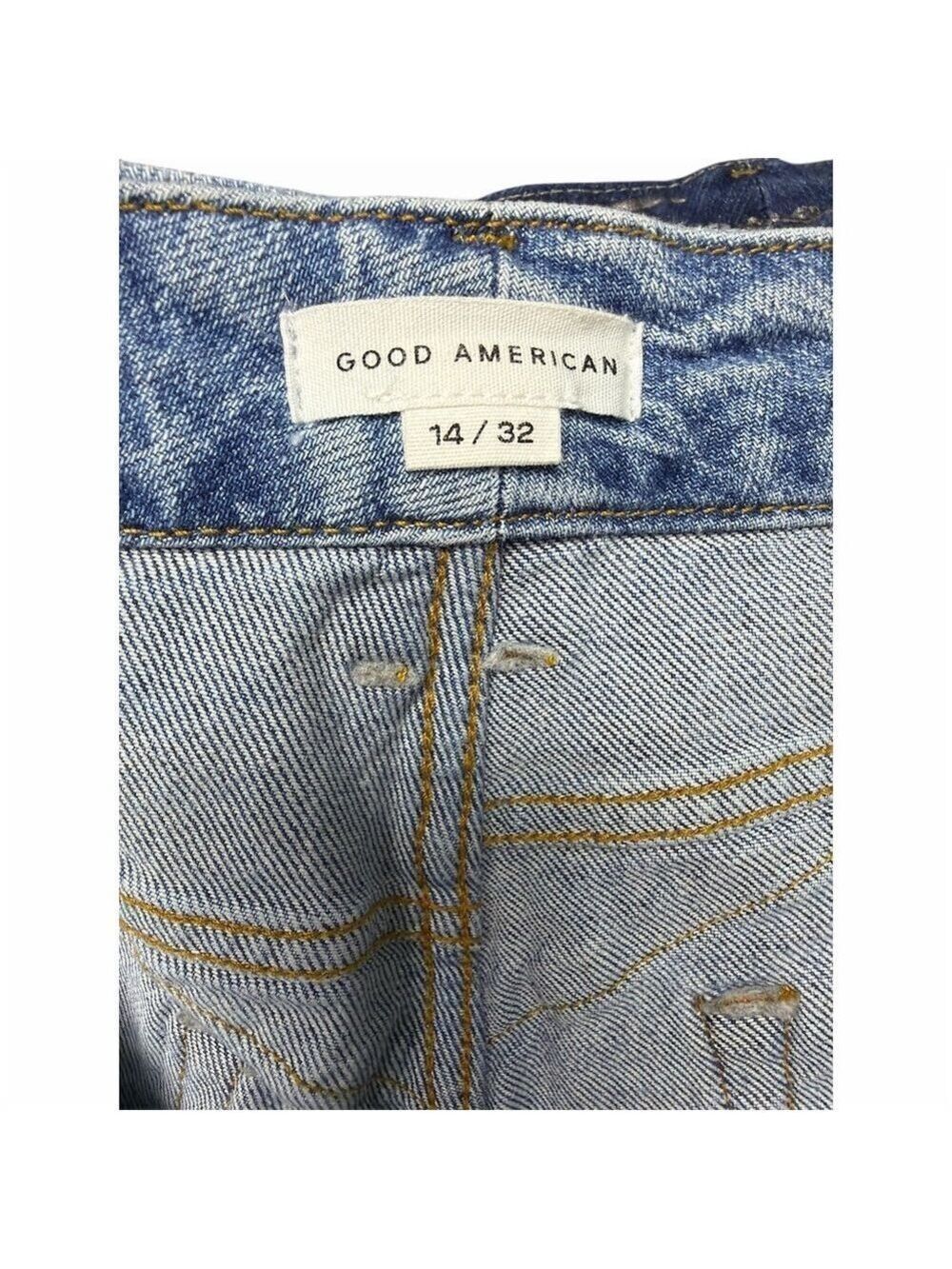 Good American Jeans Womens Size 14 Light Wash Blue High Rise Straight - Picture 7 of 11